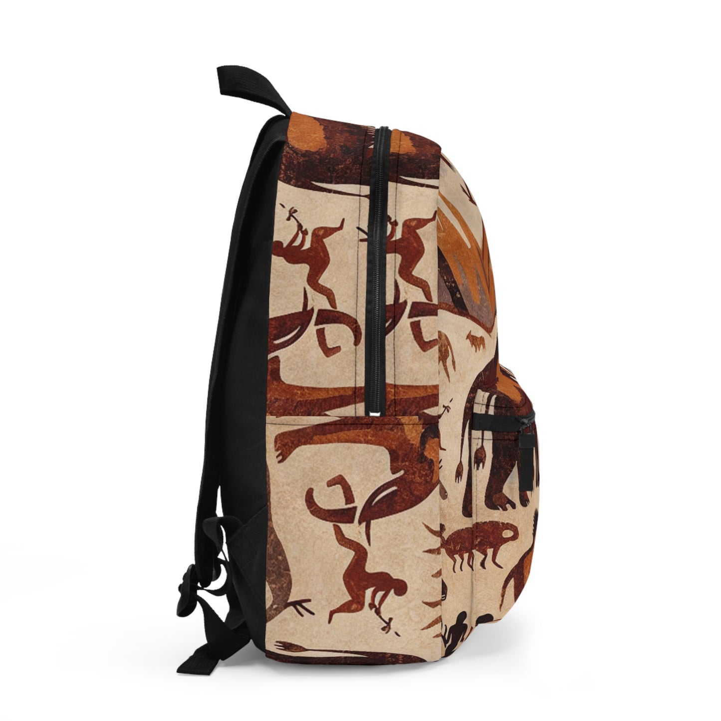 Title: "Ancient Encounter: The Battle of Giants" - The Alien Backpack Cave Painting