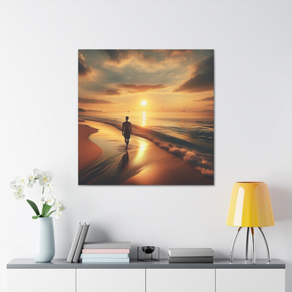 "Une promenade le long de la plage au coucher du soleil" - Le style photoréaliste d'Alien Canva