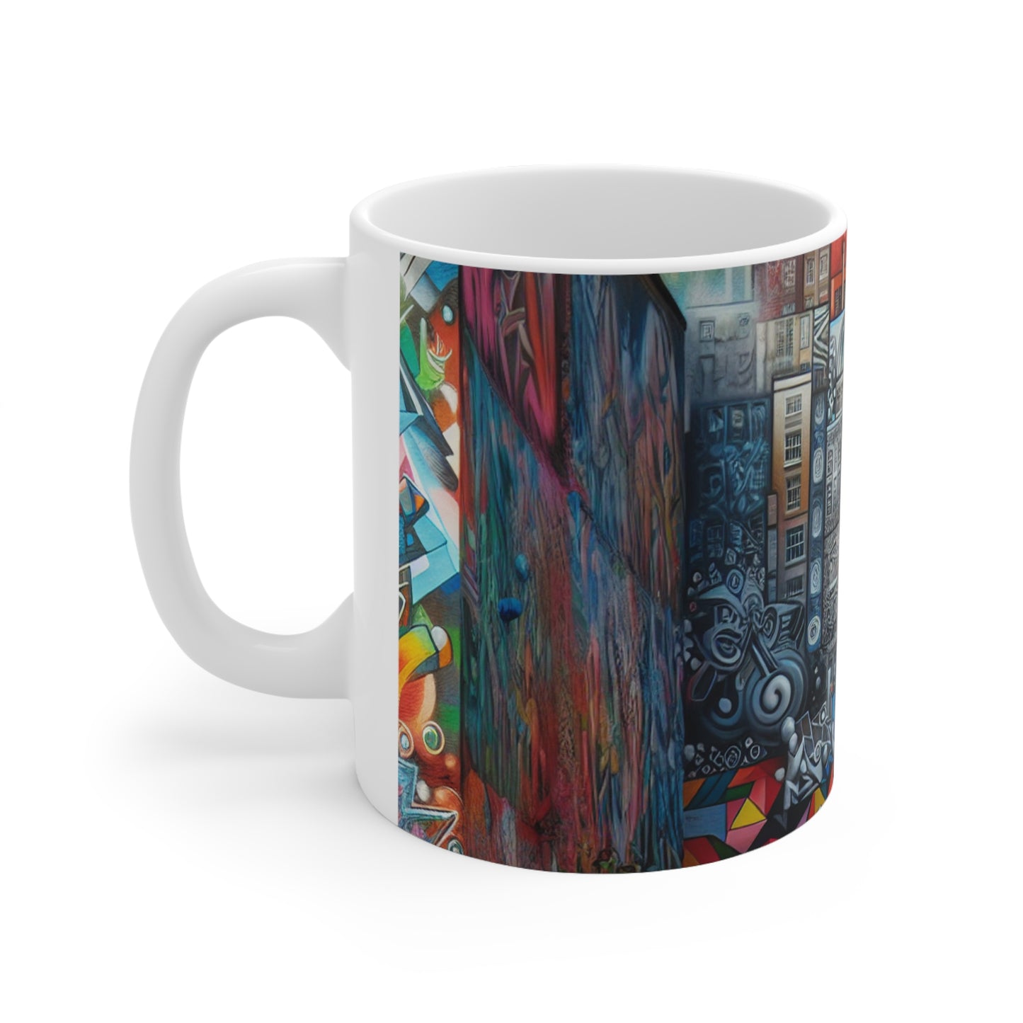 "Revolting Renaissance: A Vibrant Urban Uprising" - La tasse en céramique Alien 11oz Street Art / Graffiti