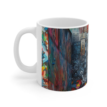 "Revolting Renaissance: A Vibrant Urban Uprising" - The Alien Ceramic Mug 11oz Street Art / Graffiti