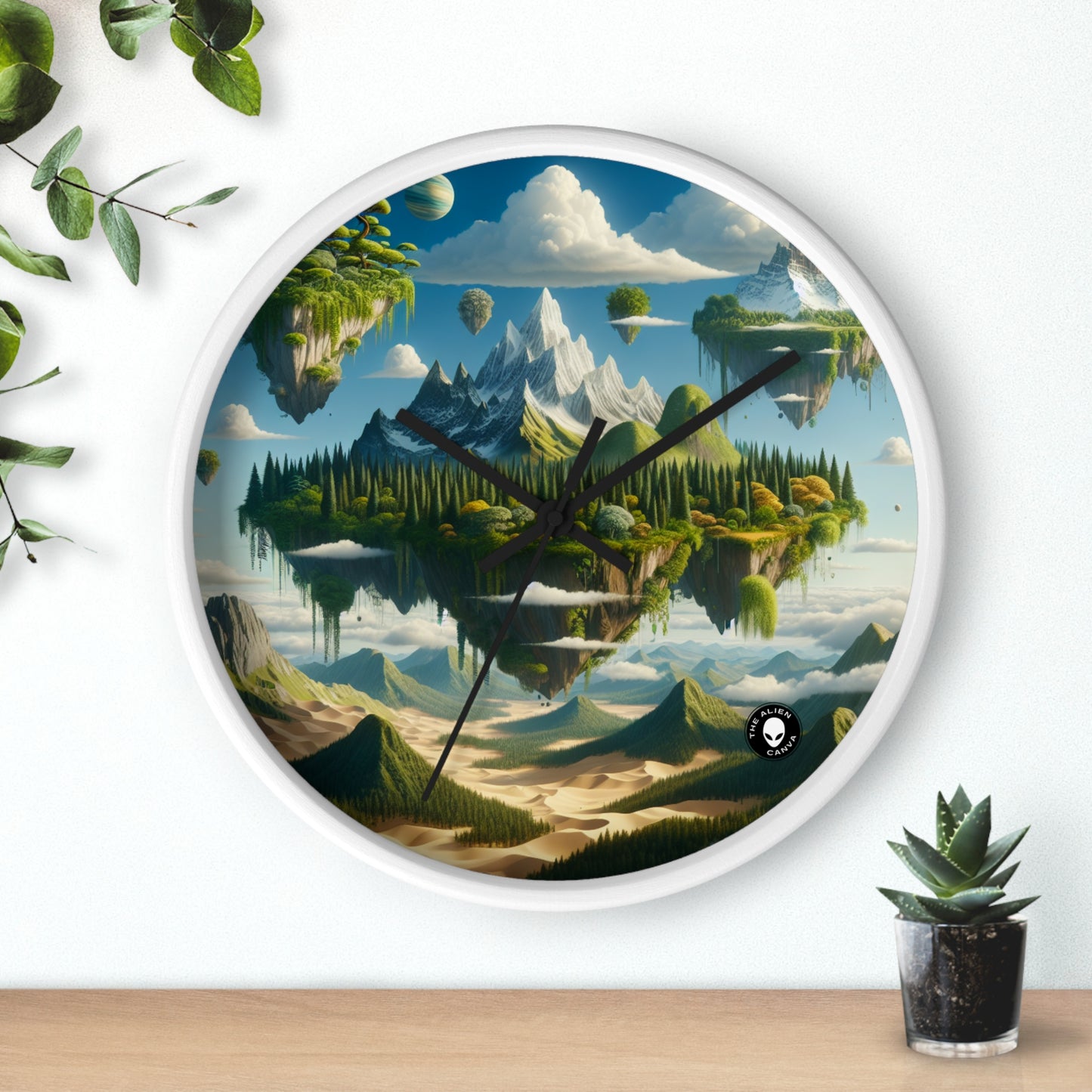 "Elemental Isles: A Dreamlike Journey through Nature's Wonders" - The Alien Wall Clock