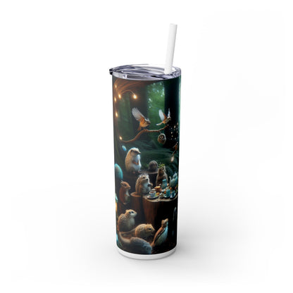 "Enchanted Tea Time: A Magical Forest Gathering" - The Alien Maars® Skinny Tumbler with Straw 20oz