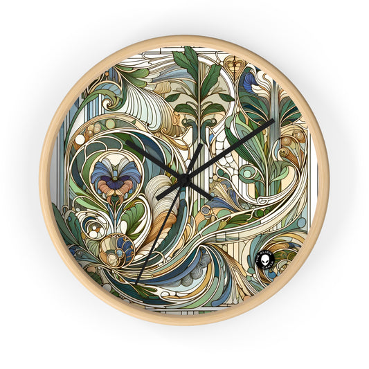 "Encantamiento iluminado por la luna: una serenata mística en el estilo Art Nouveau" - El reloj de pared alienígena Art Nouveau