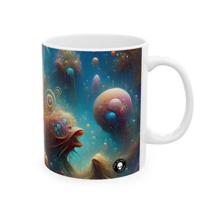 "Encantador paisaje de ensueño acuático" - La taza de cerámica alienígena de 11 oz