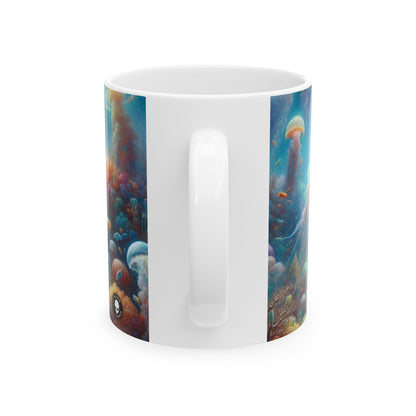 Taza de cerámica extraterrestre de 11 oz "Jellyfish Dreamland"