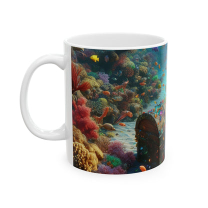 "Profundidades en joyas: descubre el tesoro escondido" - Taza de cerámica alienígena de 11 oz