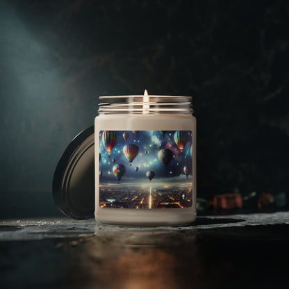 "Starry Night Voyage: Hot Air Balloons Over the City" - The Alien Scented Soy Candle 9oz