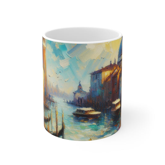 "Serenity in the City: Capturing the Golden Hour" - The Alien Ceramic Mug 11oz Impressionism