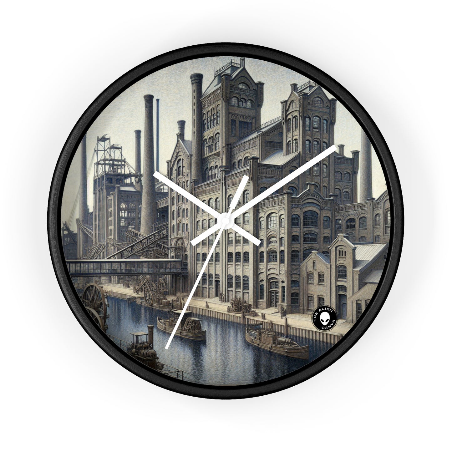 "Urban Precision: Modern Cityscape in the Style of Precisionism" - The Alien Wall Clock Precisionism