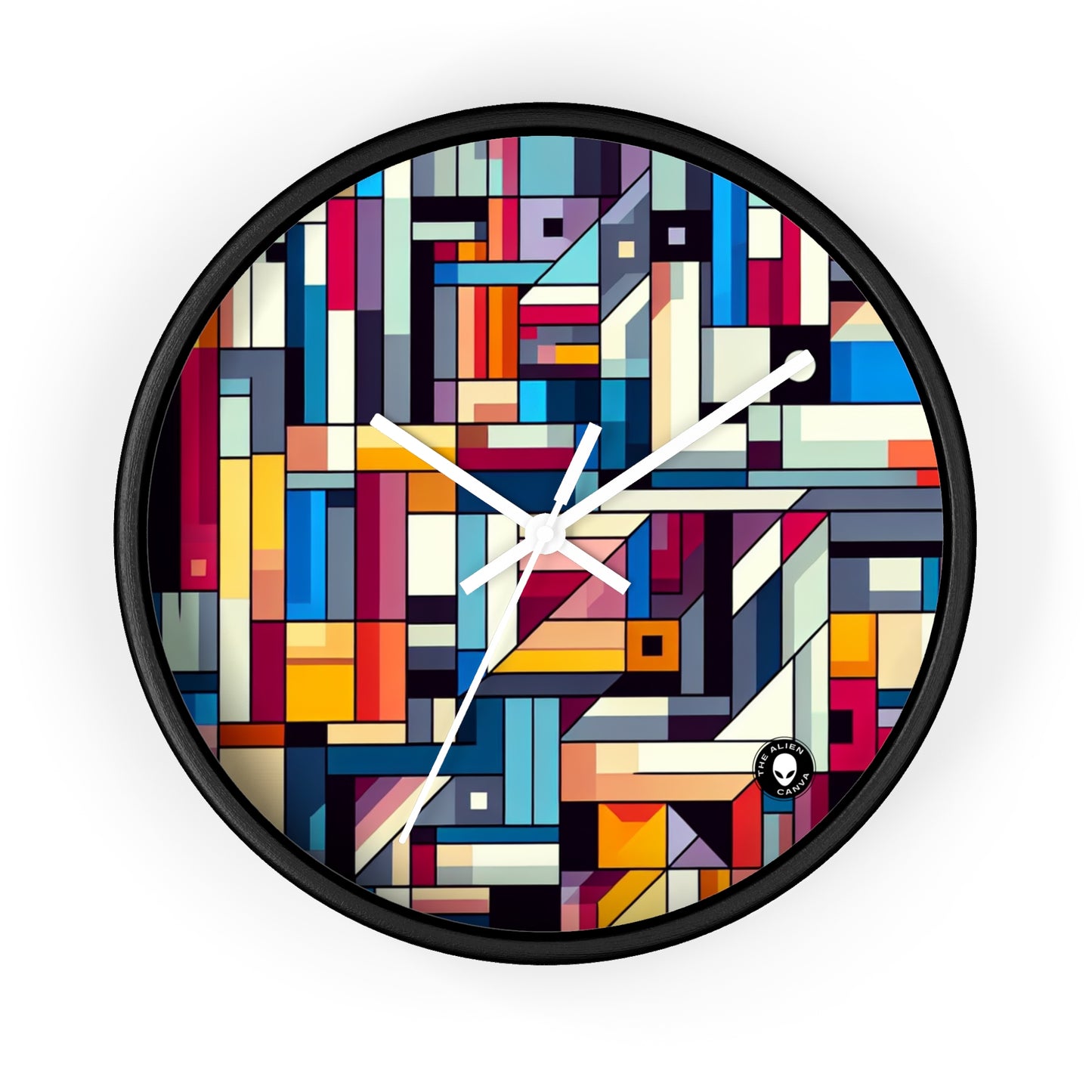 "Futuristic Cityscape: A Geometric Perception" - The Alien Wall Clock Hard-edge Painting