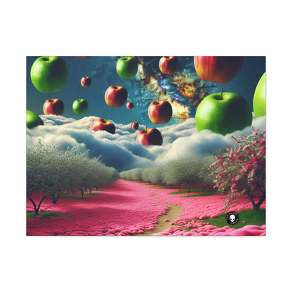 "Apple Sky and Pink Flower Carpet: A Surreal Landscape" - The Alien Canva