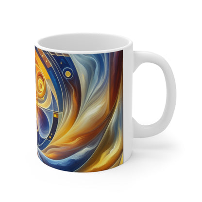 "Divinité ascendante : un éveil spirituel dans une géométrie vibrante" - La tasse en céramique Alien 11oz Style d'art religieux