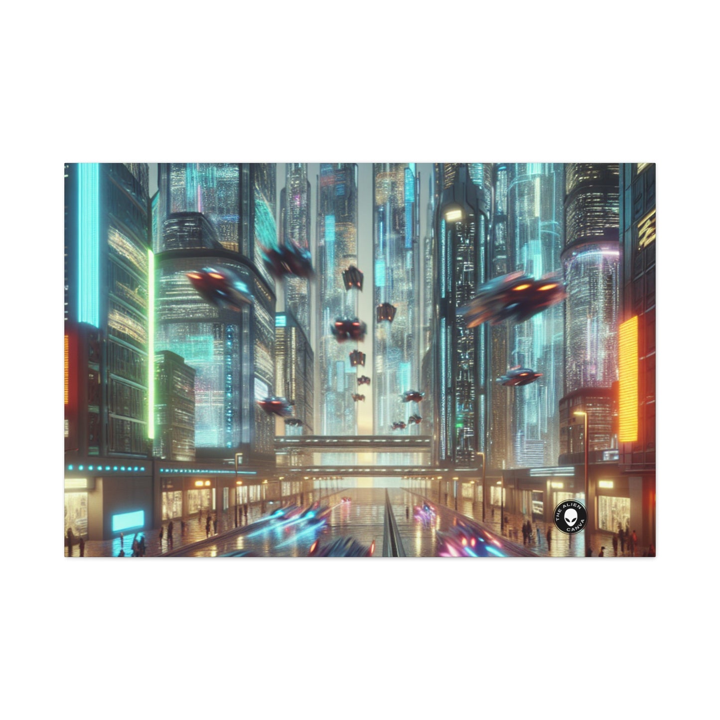 Neon Rain: A Futuristic Cityscape - The Alien Canva