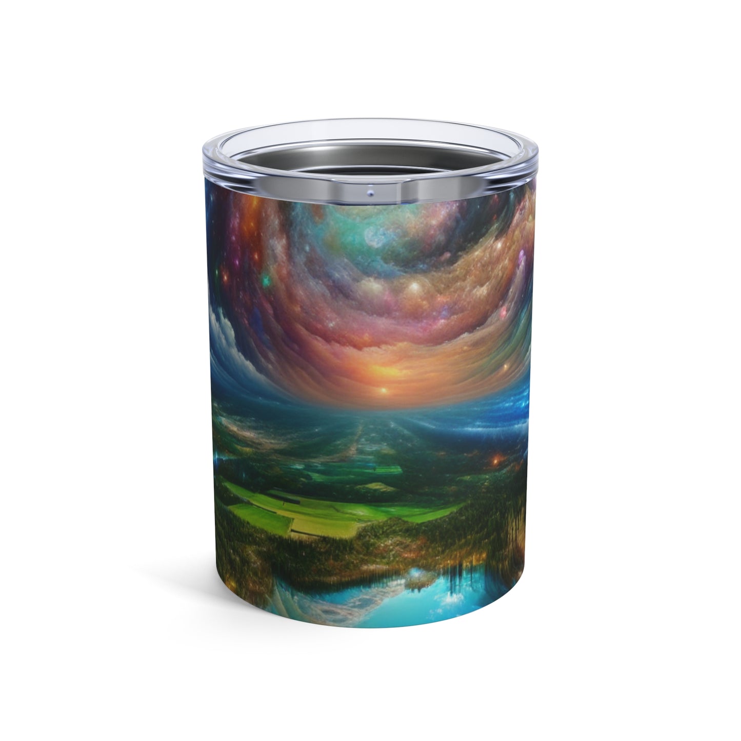 "Patchwork galáctico: un paisaje surrealista" - Vaso Alien de 10 oz