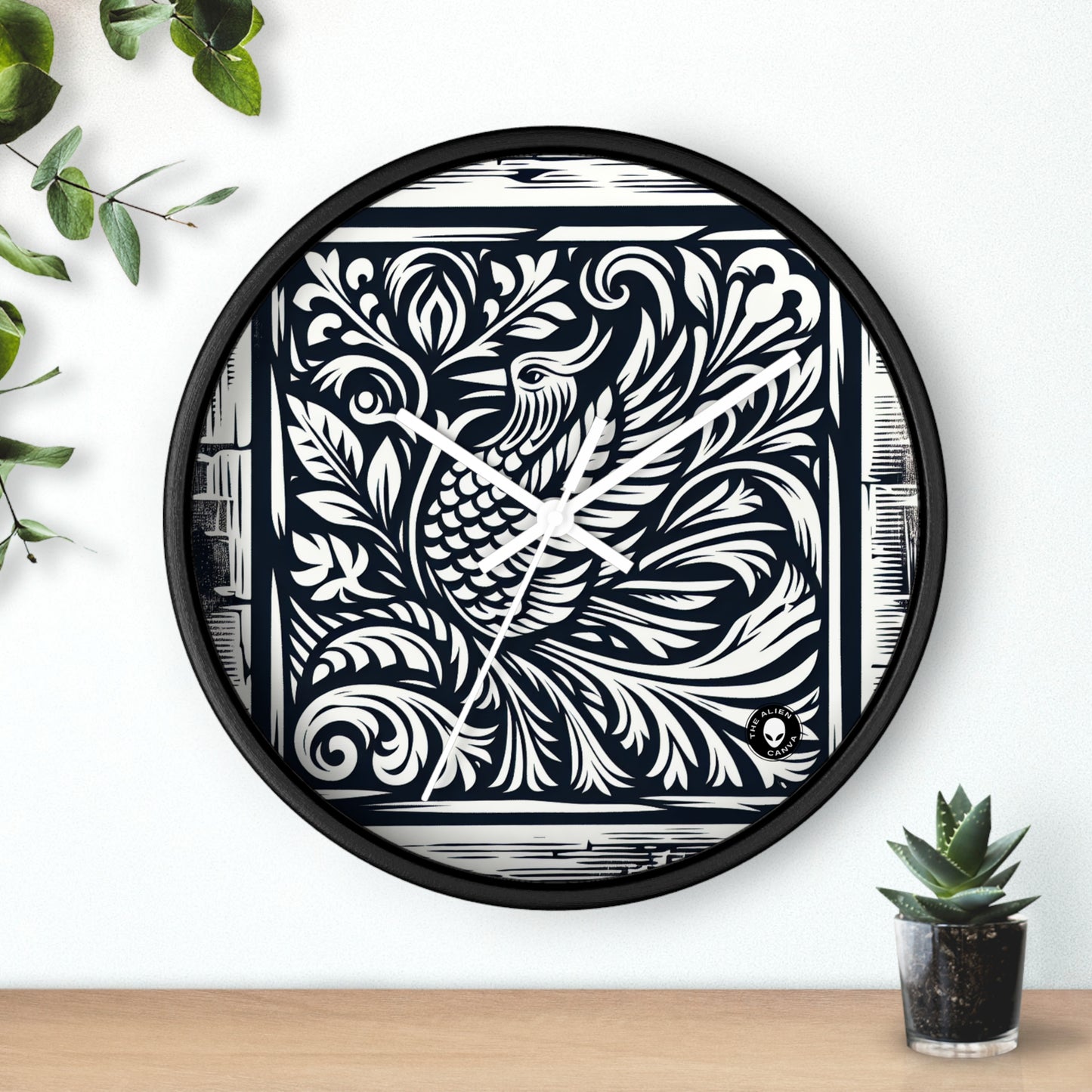 "Elements in Unison: A Woodcut Exploration" - The Alien Wall Clock Woodcut Printing