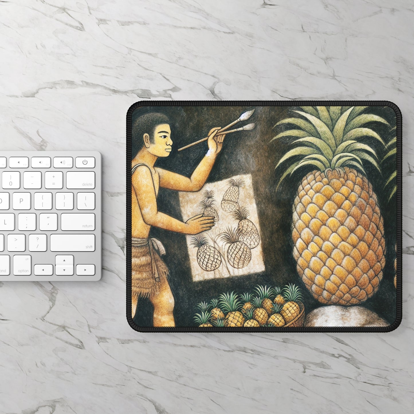 "Pineapple Harvest" - Le style de peinture rupestre du tapis de souris Alien Gaming