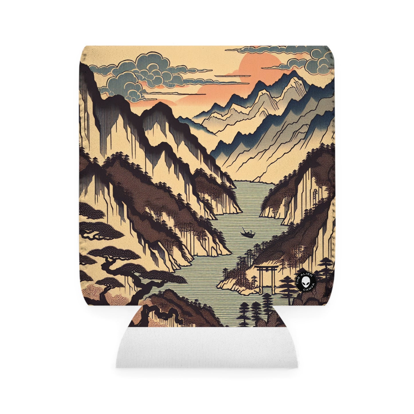 "Sérénité des fleurs de cerisier : un hommage Ukiyo-e captivant à la cérémonie japonaise du thé" - The Alien Can Cooler Sleeve Ukiyo-e (impression japonaise sur bois)