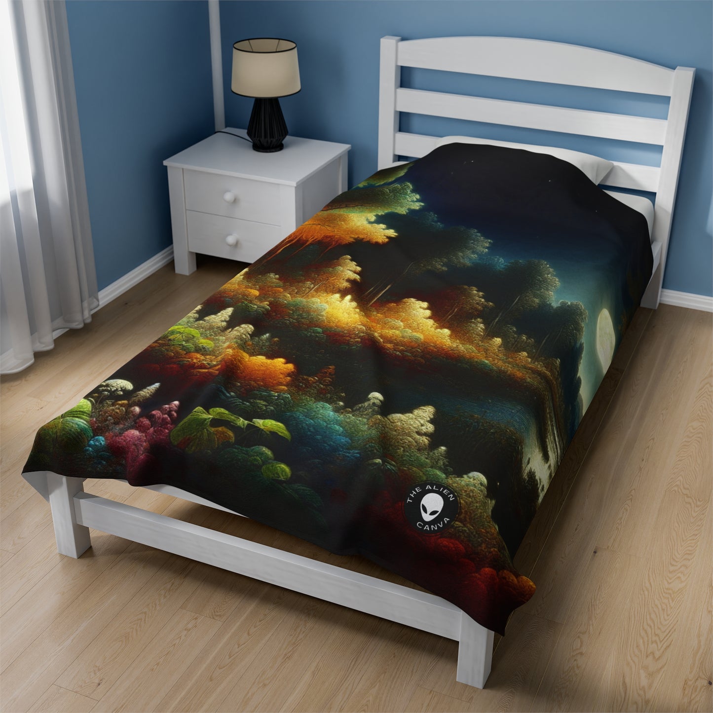 "Light and Dark in the Moonlight" - The Alien Velveteen Plush Blanket Post-Impressionism