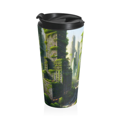 "Nature's Resurgence: A Futuristic Cityscape" - The Alien Stainless Steel Travel Mug