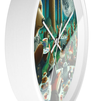 "Enchanted Moonlit Tea Party in the Forest" - The Alien Wall Clock