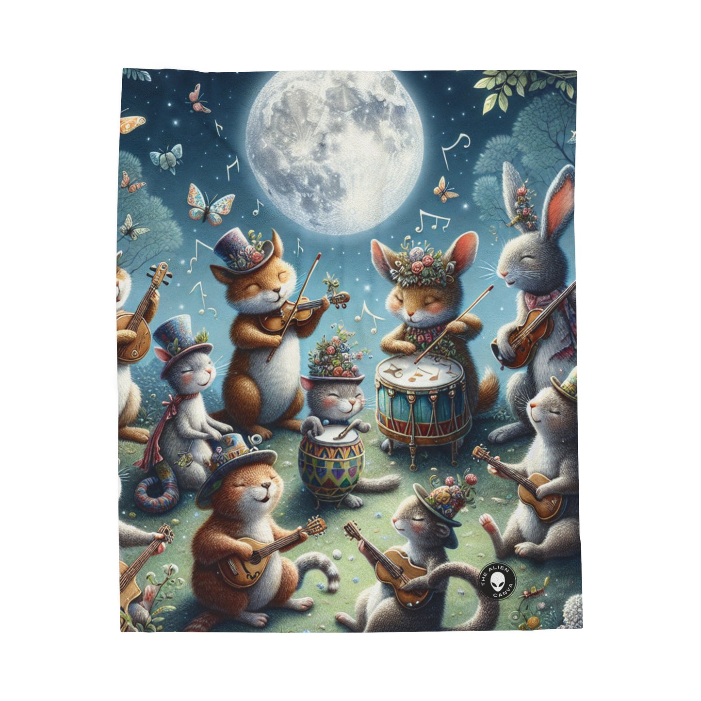 "Moonlit Melodies in the Enchanted Forest" - The Alien Velveteen Plush Blanket