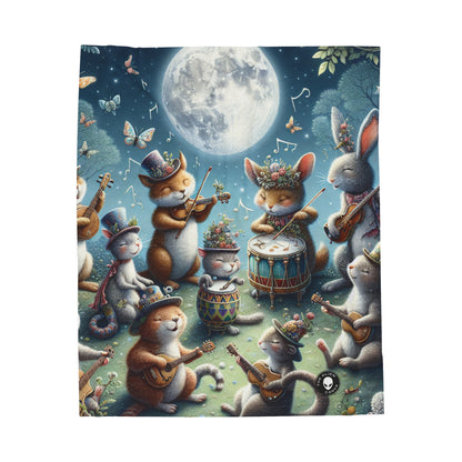 "Moonlit Melodies in the Enchanted Forest" - The Alien Velveteen Plush Blanket