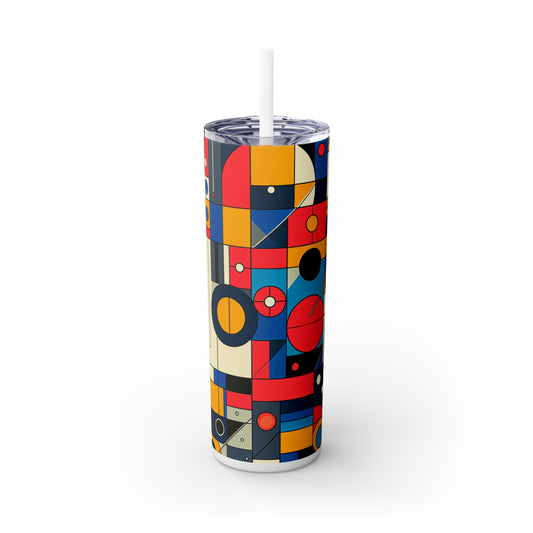 "Armonía en la naturaleza: abstracción geométrica" ​​- Vaso delgado con pajita Alien Maars® de 20 oz Abstracción geométrica