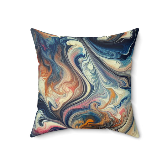 Lush Rainforest: Acrylic Pouring Inspired by Tropical Beauty- The Alien Spun Polyester Square Pillow Acrylic Pouring