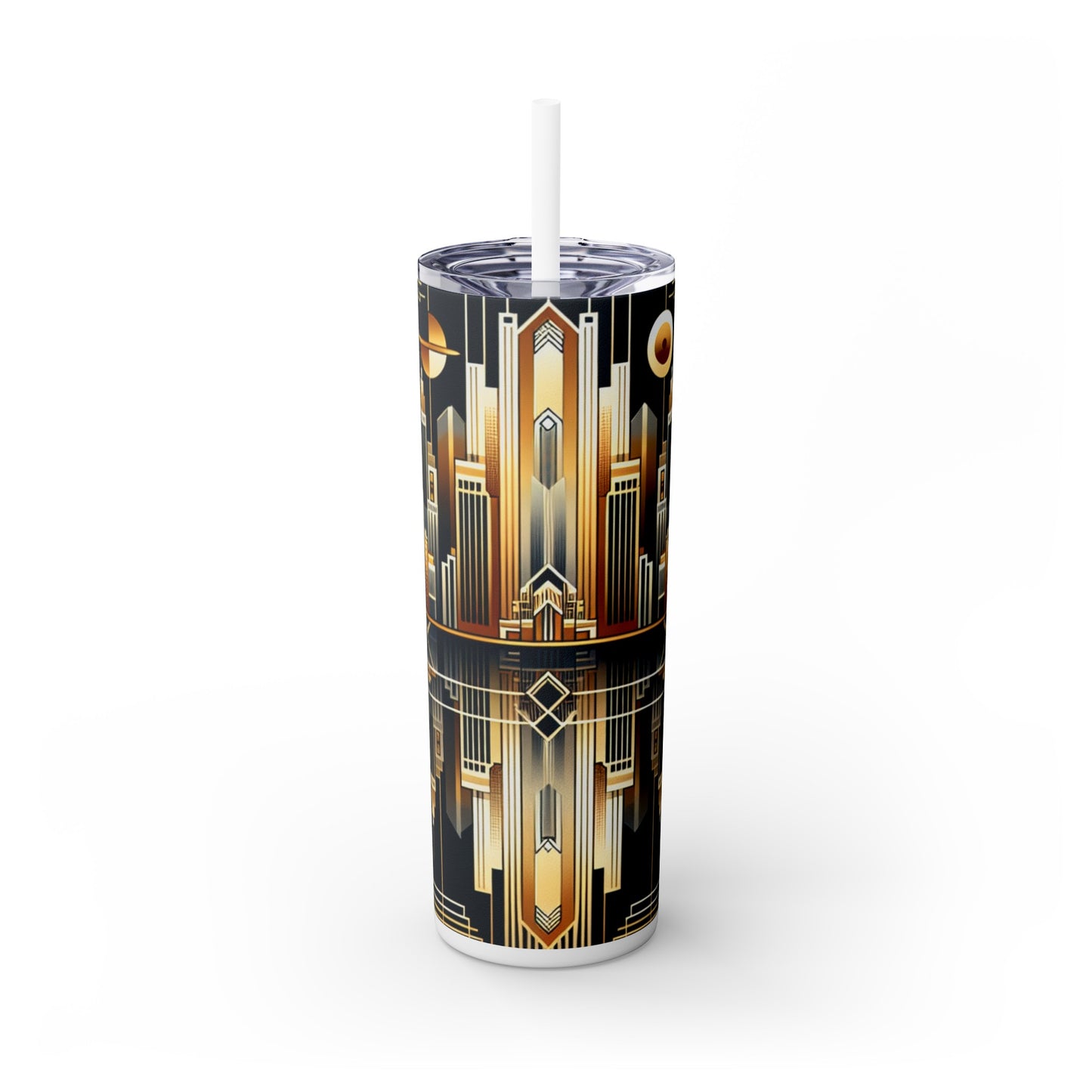 "Luxe Déco : Élégance artistique au Grand Hôtel" - The Alien Maars® Skinny Tumbler avec paille 20oz Art Déco