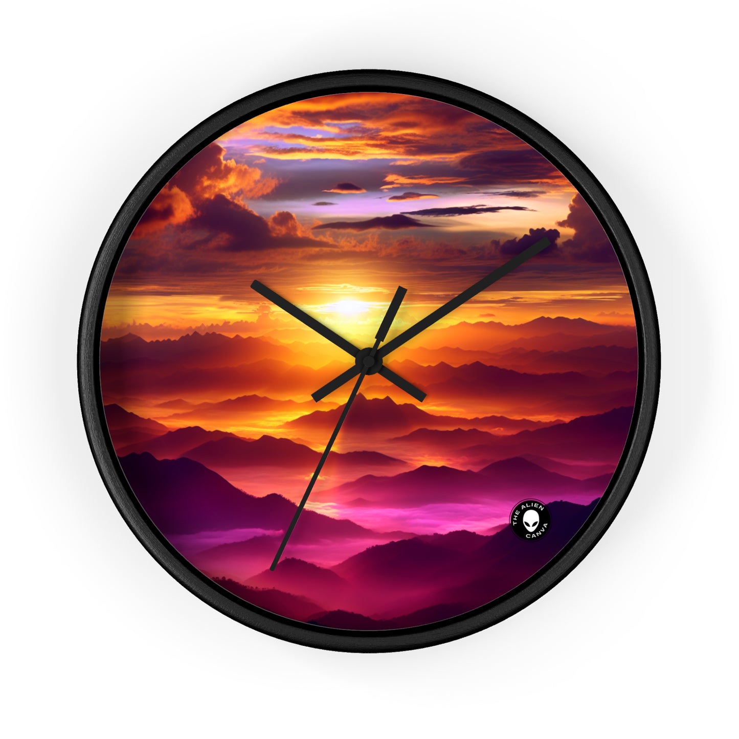 "Dawning Peaks: A Mountain Sunrise" - The Alien Wall Clock