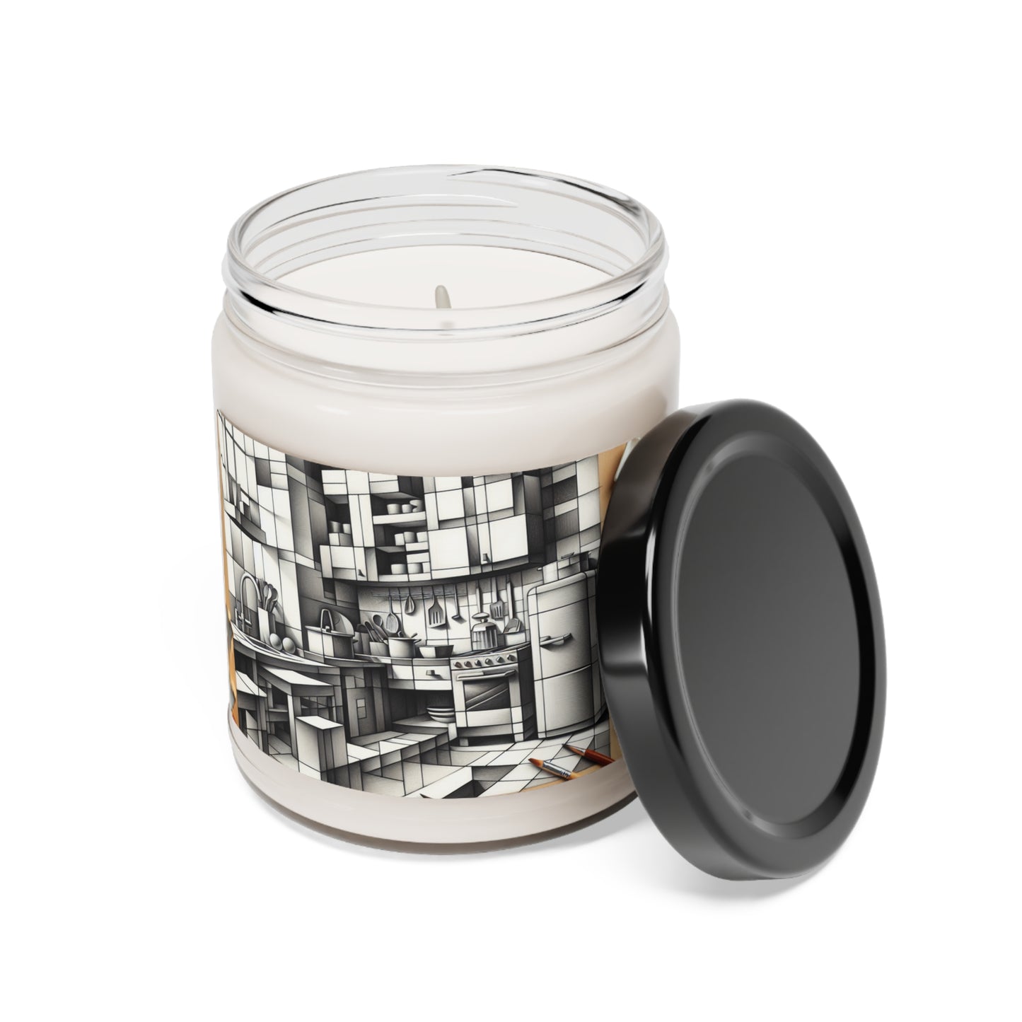 "Cubist Kitchen Collage" - The Alien Scented Soy Candle 9oz Cubism Style