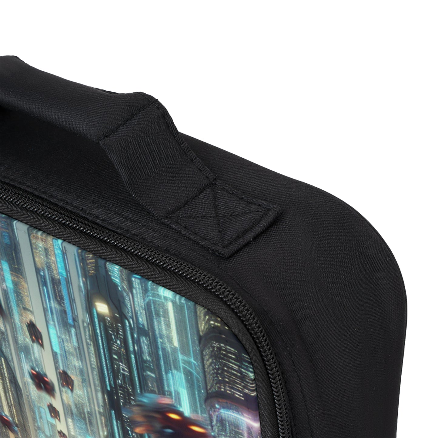 Neon Rain: A Futuristic Cityscape- The Alien Lunch Bag