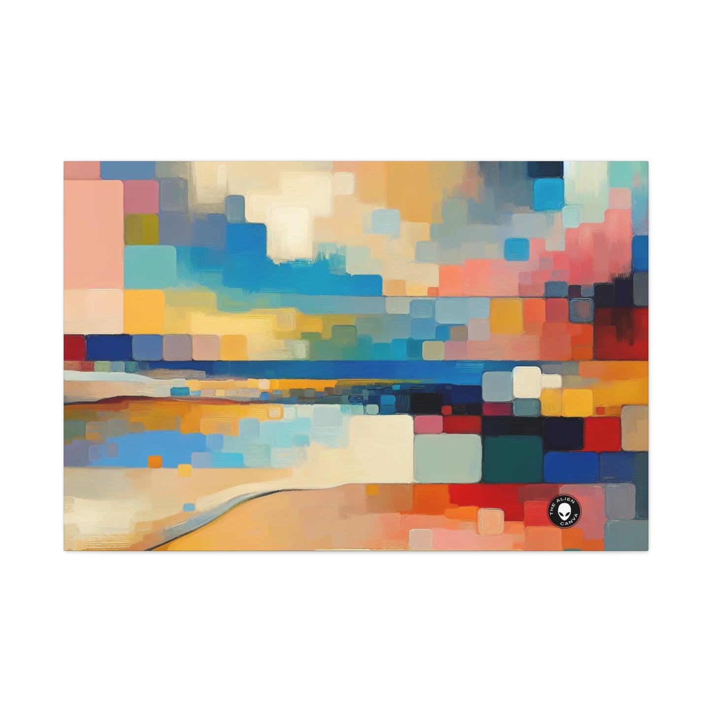 "Sunset Serenity : Peinture de champs de couleurs pastel doux" - La peinture de champs de couleurs Alien Canva