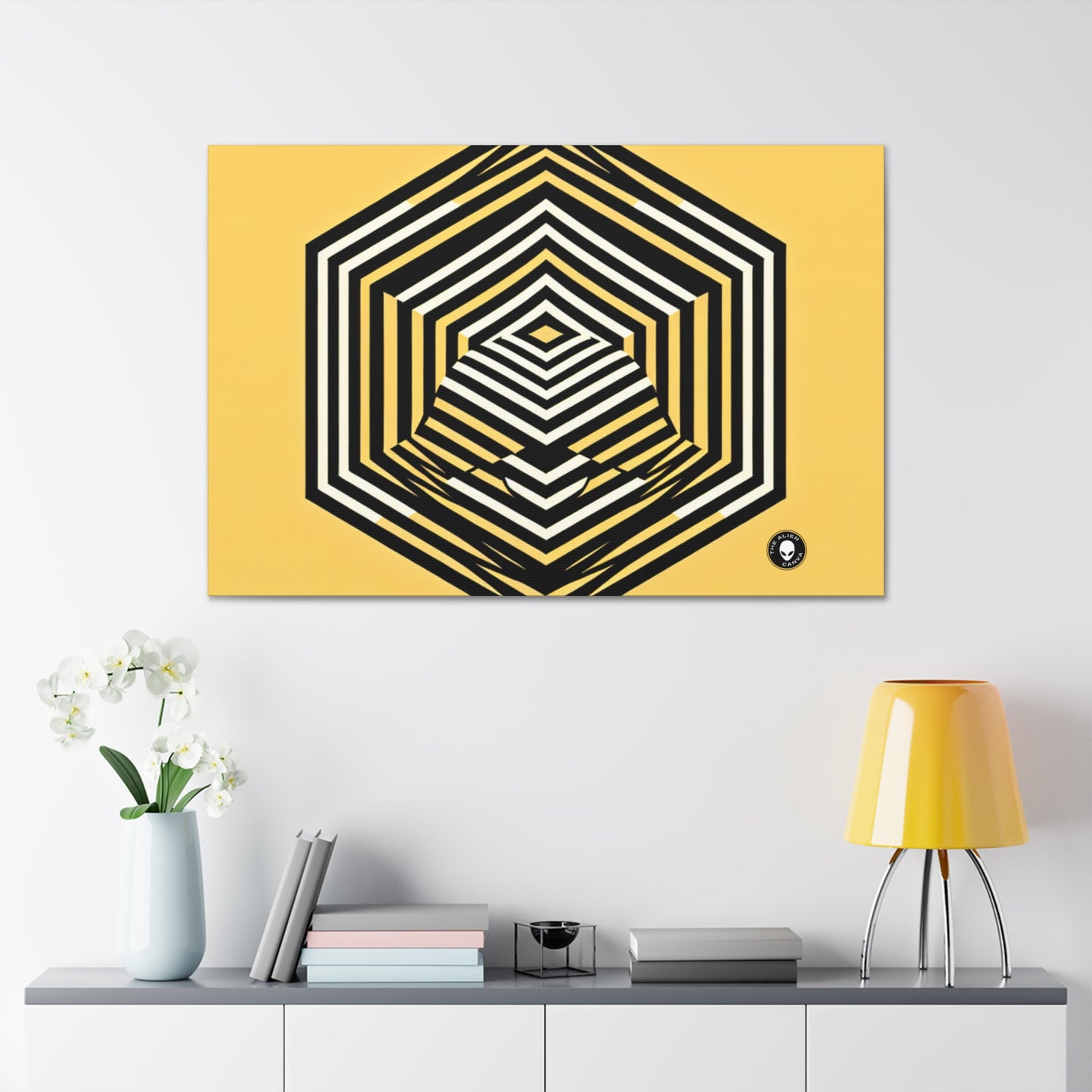 "Illusions dynamiques : Exploration de l'Op Art" - L'art optique Alien Canva (Op Art)