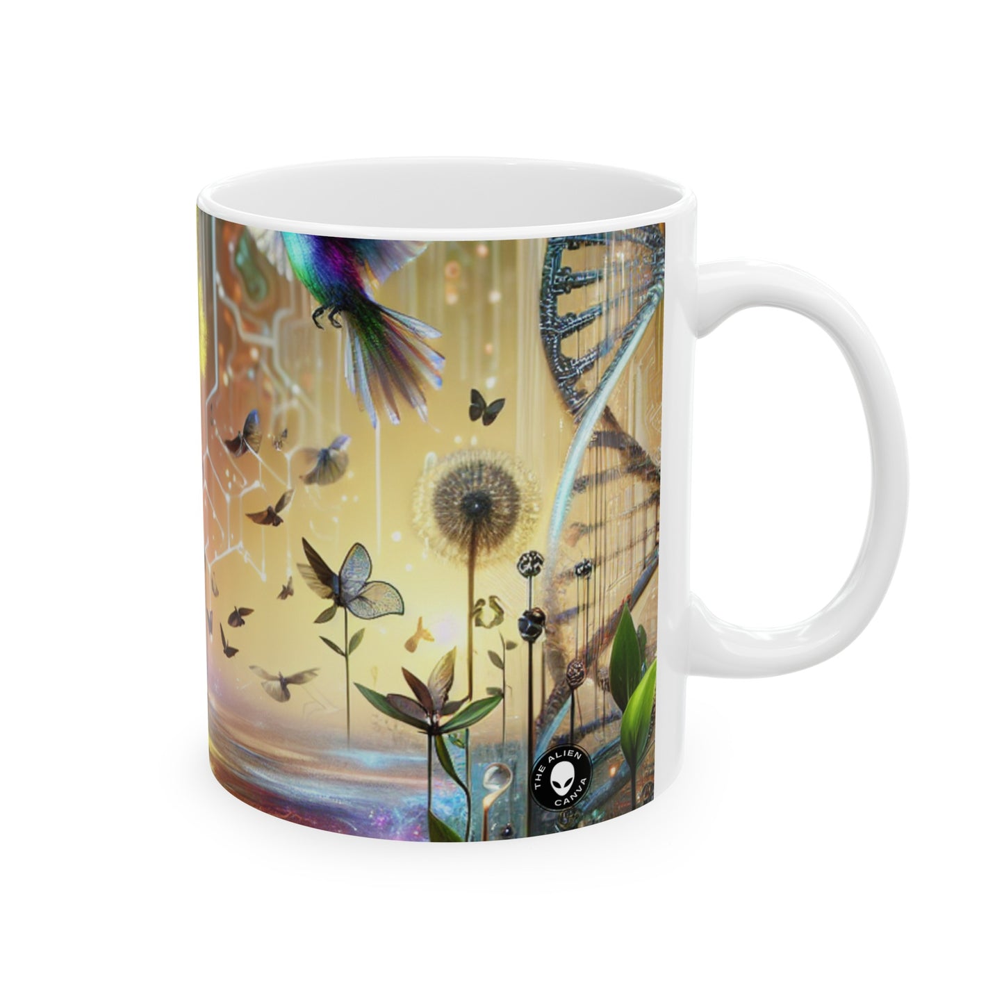 "Techno-Natural Fusion: The Future of Bio Art" - The Alien Ceramic Mug 11oz Bio Art