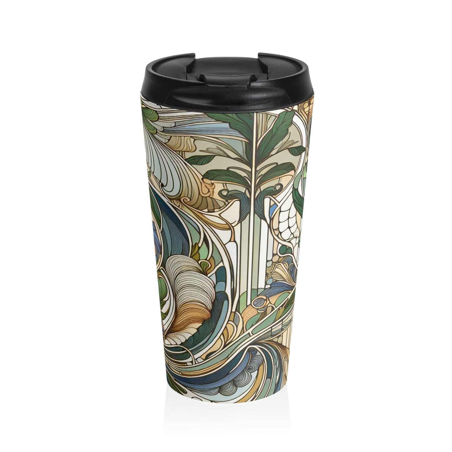 "Moonlit Enchantment: A Mystical Serenade in Art Nouveau" - The Alien Stainless Steel Travel Mug Art Nouveau