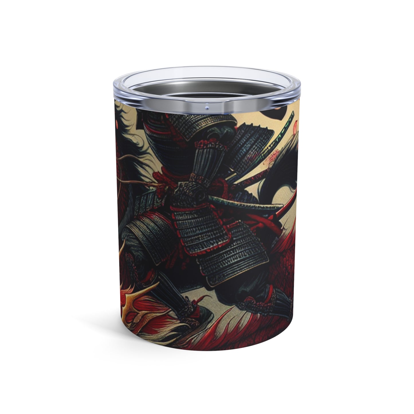 "Storming into Battle: A Samurai's Tale" - Vaso Alien de 10 oz estilo Ukiyo-e (impresión en madera japonesa)