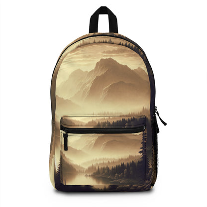 "Dawn at the Lake: A Foggy Mountain Morning" - The Alien Backpack Tonalism Style