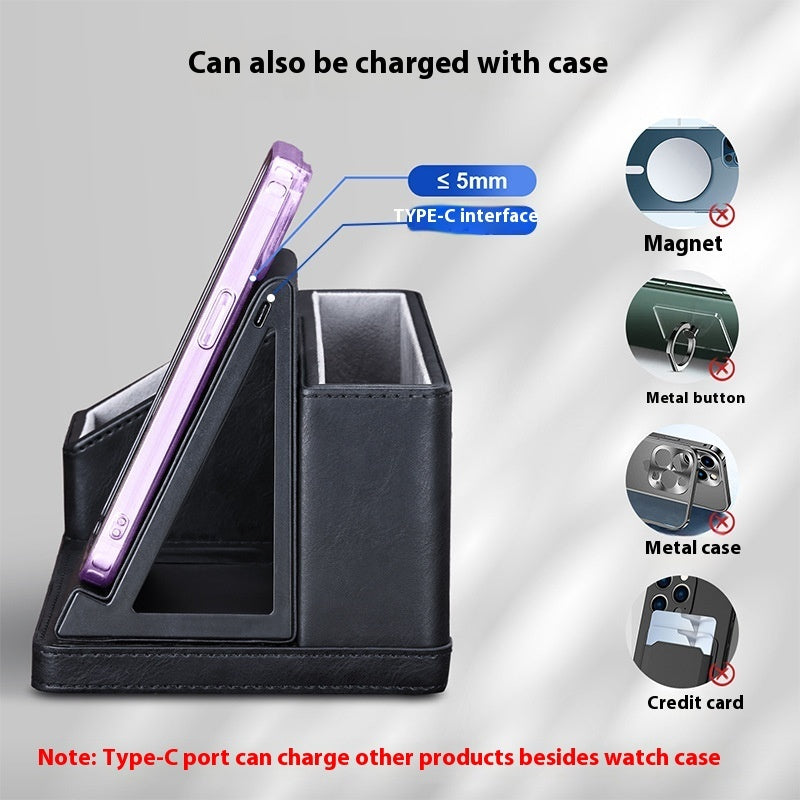 Three-in-one Wireless Charger Mobile Phone Headset Watch Stand Charging Station Storage Box