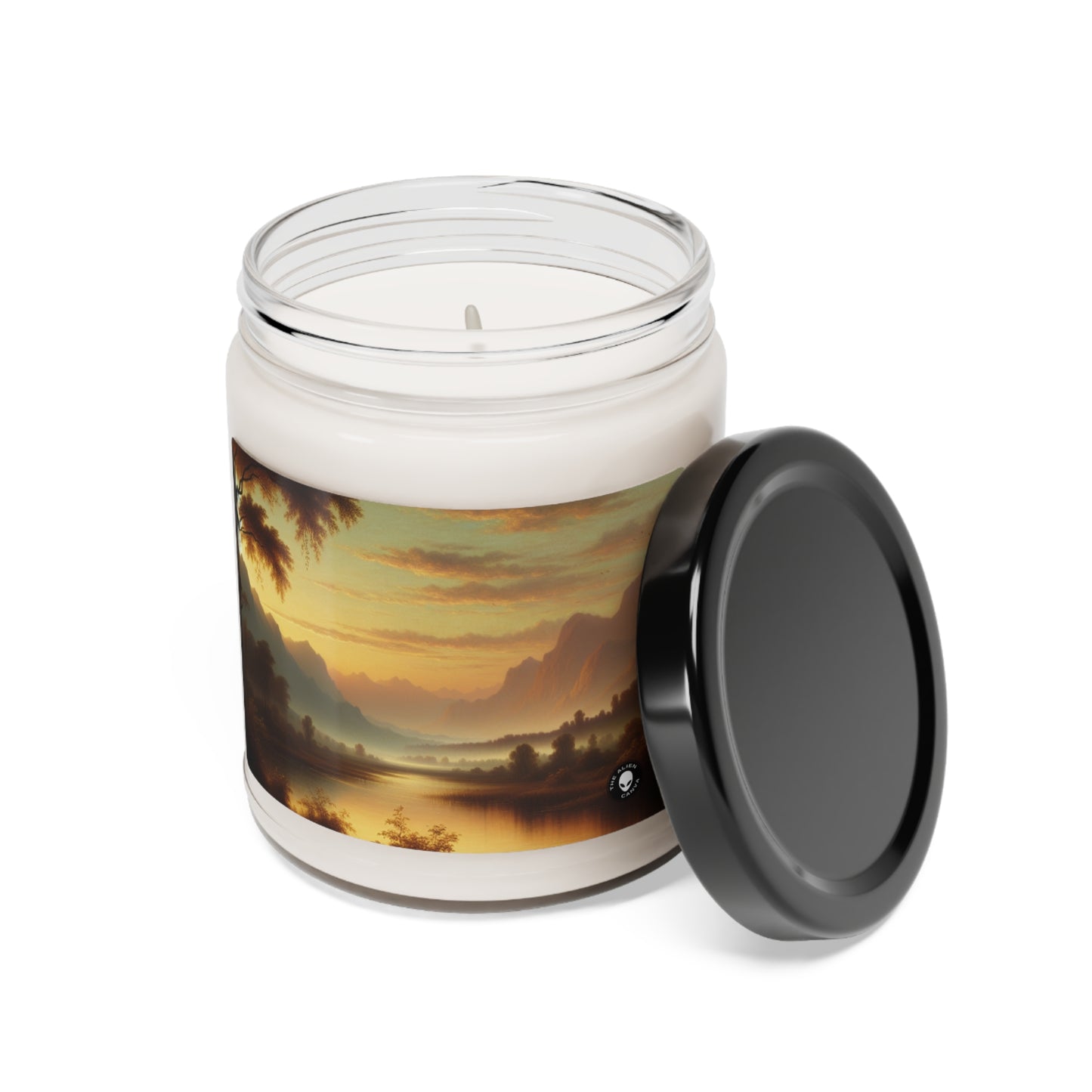 "Misty Morning: Serene Tonalism on a Tranquil Lake" - The Alien Scented Soy Candle 9oz Tonalism