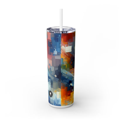 "Tranquil Sunset: A Soft Pastel Color Field Painting" - The Alien Maars® Skinny Tumbler with Straw 20oz Color Field Painting