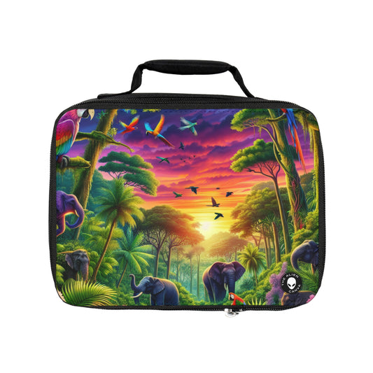 "Sundown in the Wild: A Rainbow Jungle Adventure"- The Alien Lunch Bag