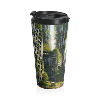 "Nature's Reclamation: A Futuristic Urban Jungle" - The Alien Stainless Steel Travel Mug