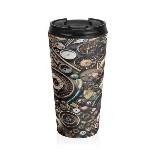 "Nature's Tapestry: Assemblage Art with Found Objects" - The Alien Stainless Steel Travel Mug Assemblage Art