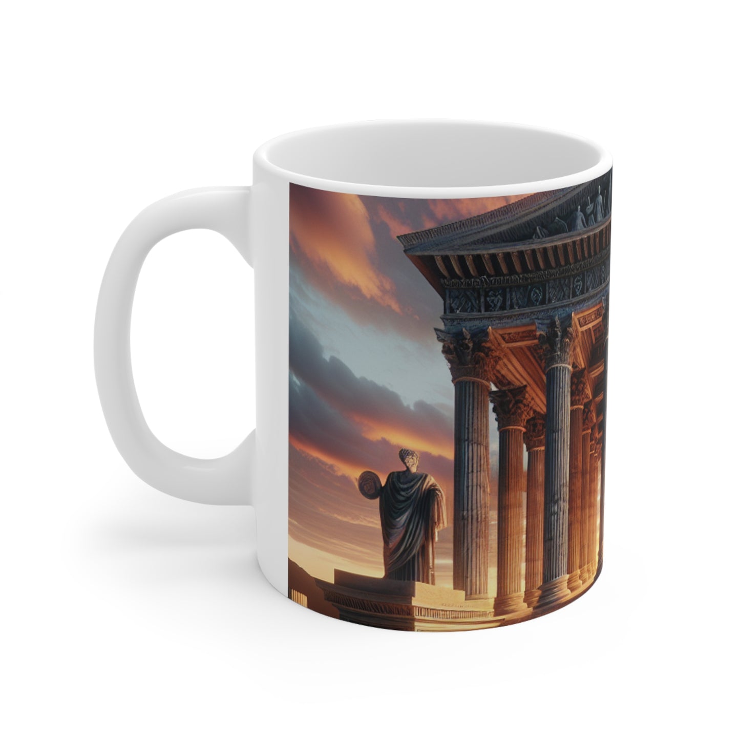 "Cálido resplandor del templo griego" - La taza de cerámica alienígena estilo neoclasicismo de 11 oz