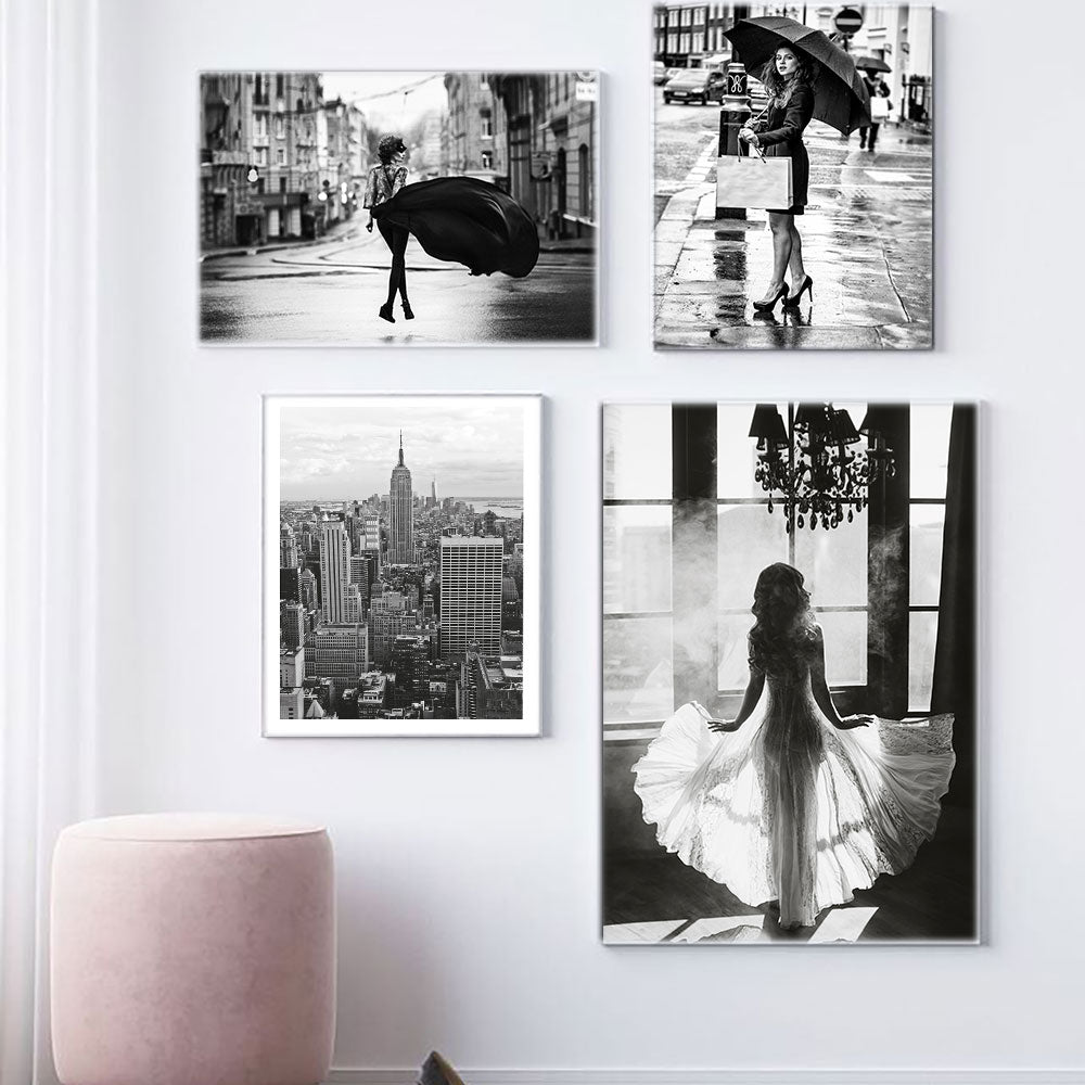 Poster Wall Art Print Black And White Canvas Painting Sexy Woman