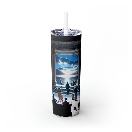 Titre : « Ocean Symphony : A Photorealistic Ode to the Crashing Waves » - The Alien Maars® Skinny Tumbler avec paille 20oz Photoréalisme