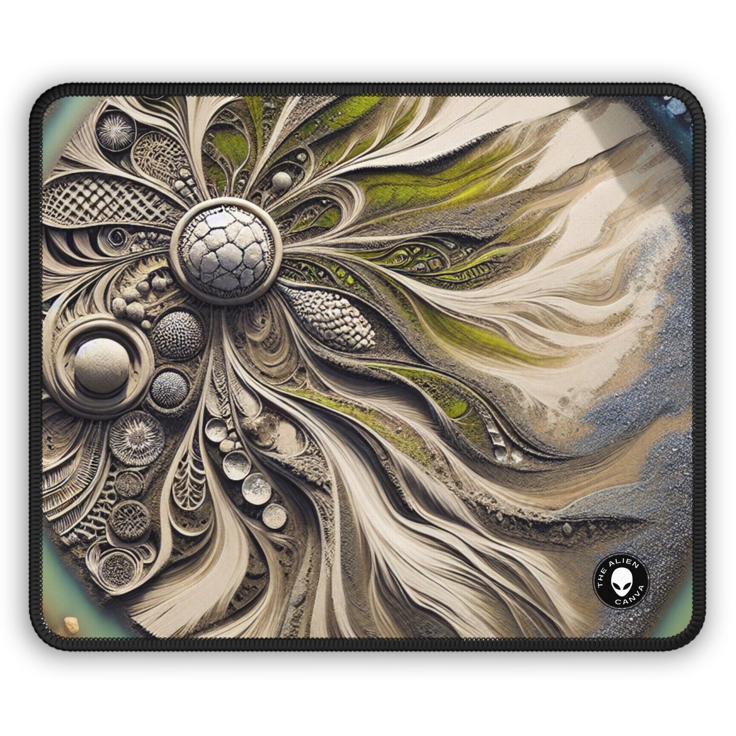 "Sandy Symphony: A Colorful Stone Mosaic on the Beach" - The Alien Gaming Mouse Pad Land Art