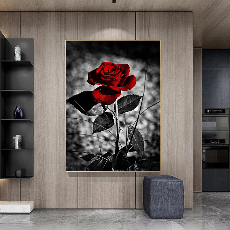 Cuadro moderno con diseño de rosas y flores, póster, cuadro de arte de pared, pintura en lienzo