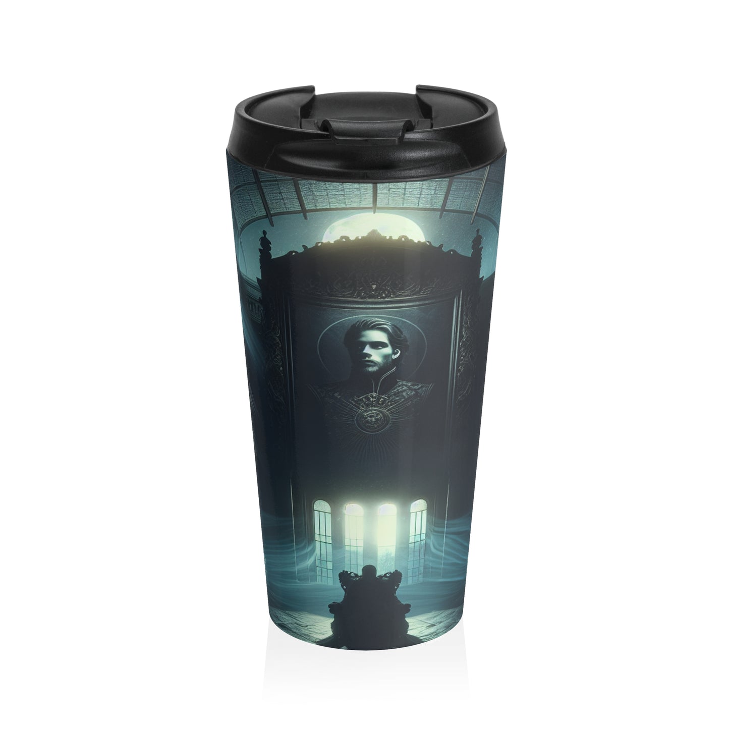 "Moonlight Shadow: A Gothic Portrait" - The Alien Tasse de voyage en acier inoxydable style art gothique